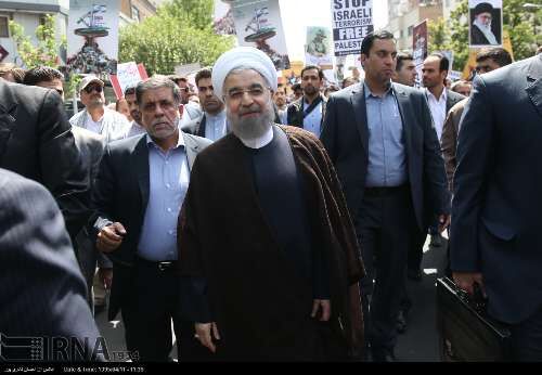 روحانی در راهپیمایی روز قدس/تصاویر