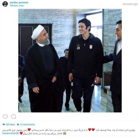 پست اینستاگرامى آزمون بعد از دیدار با روحانى/عکس