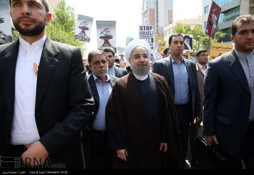 روحانی در راهپیمایی روز قدس/تصاویر