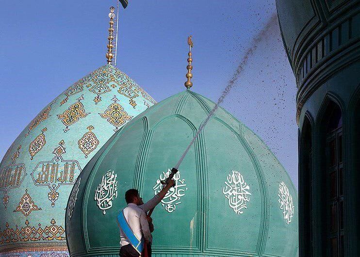 شستشوی‎ گنبد مسجد جمکران/عکس