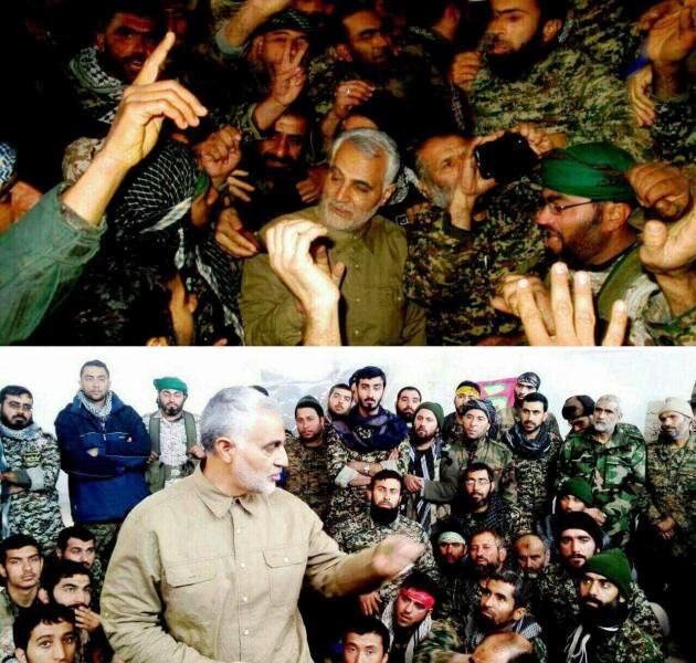 «حاج قاسم» در حلقه رزمندگان /عکس