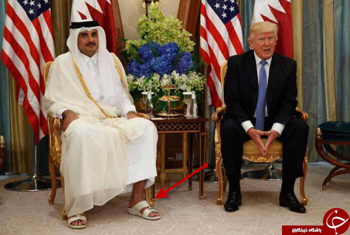 پوشش‌عجیب امیرقطر مقابل ترامپ!/تصاویر