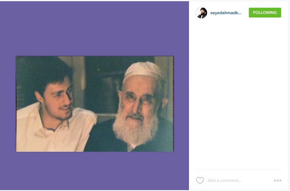 سید حسن خمینی کنار پدربزرگش/عکس