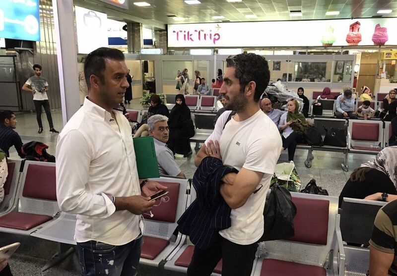 خوش‌و بش پاشازاده و جباری در فرودگاه/عکس