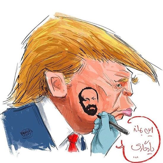 یادگاری روی صورت ترامپ!