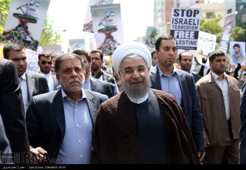 روحانی در راهپیمایی روز قدس/تصاویر