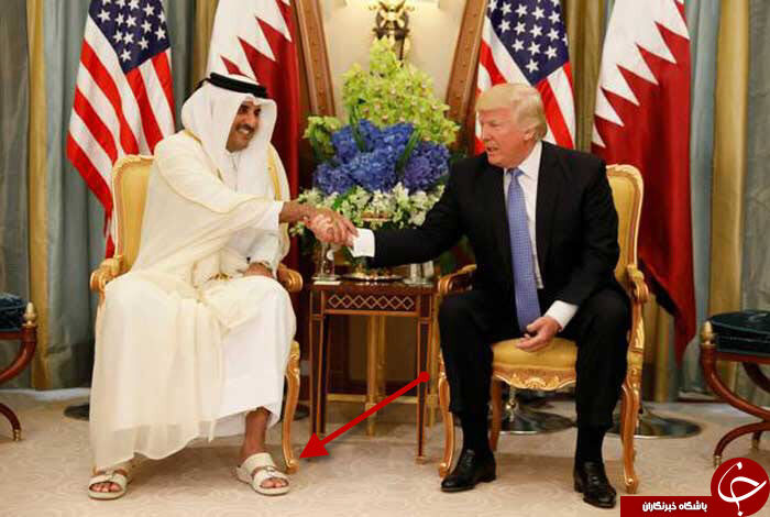 پوشش‌عجیب امیرقطر مقابل ترامپ!/تصاویر